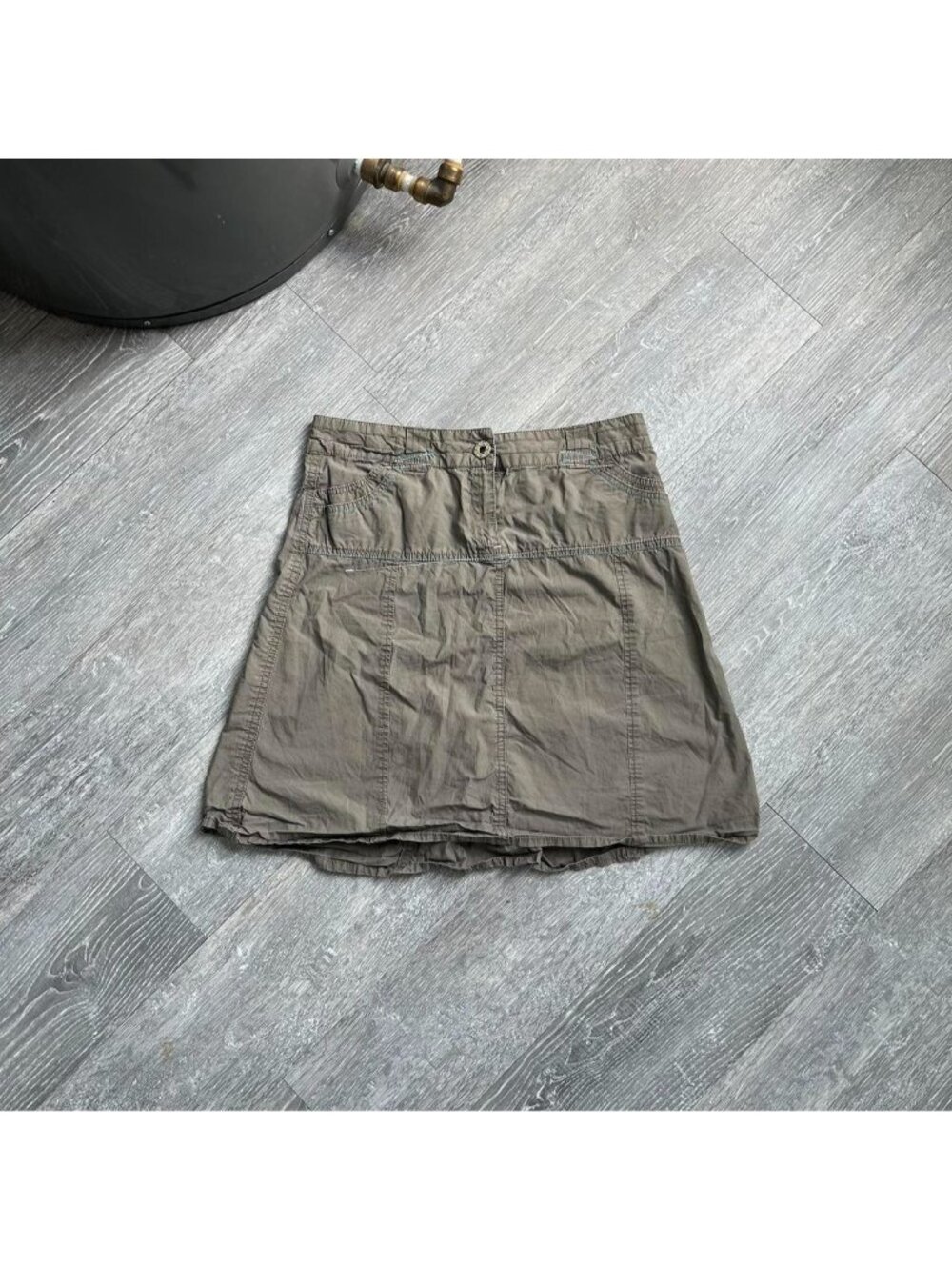 Khaki / Army Green Vintage Y2K “Black Butterfly” Ruffle Low-Rise Mini Skirt